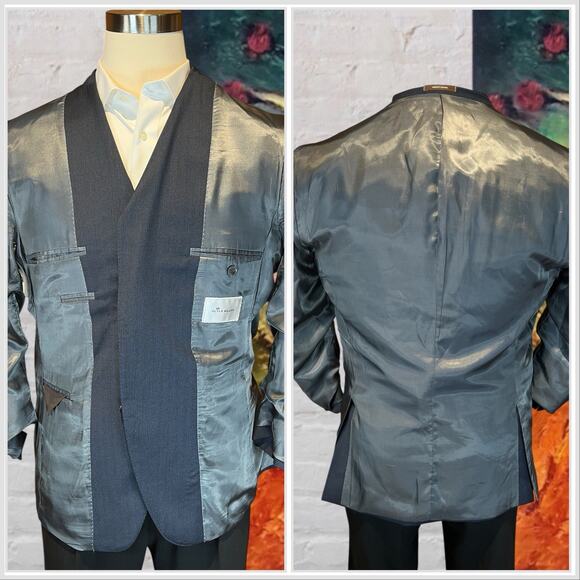 Peter Millar 42S Dark Blue - Sapphire Blue Stripe Blazer Sport Coat Short Arms - Picture 8 of 16